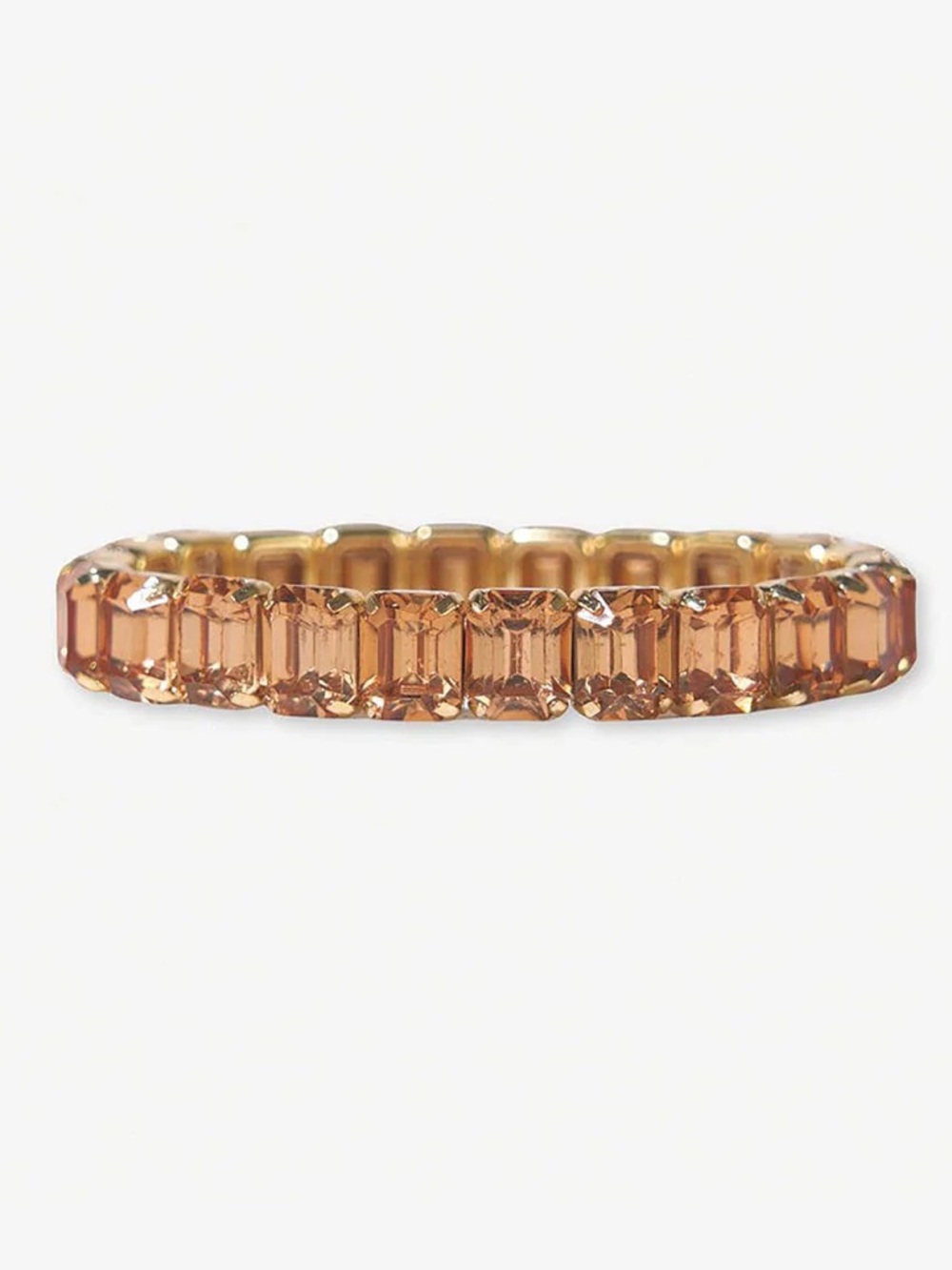 NEW Ink + Alloy Etta Small Rectangle‎ Stone Stretch Bracelet Gold Amber